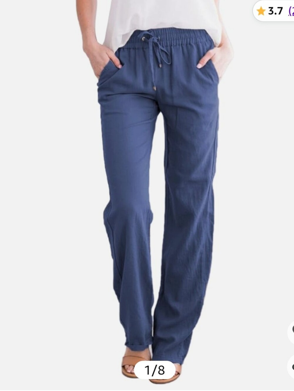 Women's Blue Wide-Leg Drawstring Pants